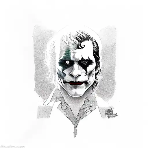 Heath Leger and Joaquin Phoenix as the Joker. 'HA HA HA' surrounding them both tattoo design idea