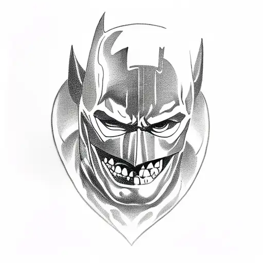 batman and skulls tattoo design idea