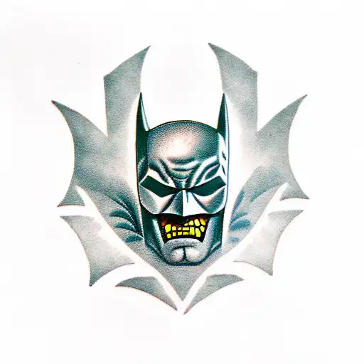 batman and skulls tattoo design idea