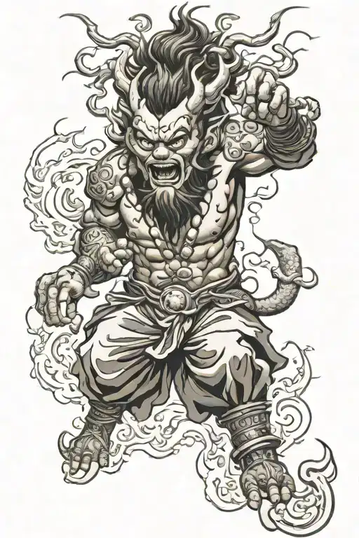 raijin thunder god tattoo design idea