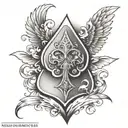 ace of spade in negative space with archangel half sleeve  tattoo design idea