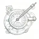 a diving gauge with its needle that shows 200 bar of air tattoo design idea