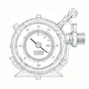 a diving gauge with its needle that shows 200 bar of air tattoo design idea