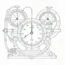a diving gauge with its needle that shows 200 bar of air tattoo design idea