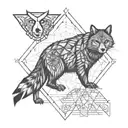 sacred geometry spirit totem of ant, owl, turtle, beaver, squirrel, fox, bear, lizard, wolf tattoo design idea