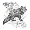 sacred geometry spirit totem of ant, owl, turtle, beaver, squirrel, fox, bear, lizard, wolf tattoo design idea