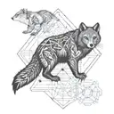sacred geometry spirit totem of ant, owl, turtle, beaver, squirrel, fox, bear, lizard, wolf tattoo design idea