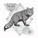 sacred geometry spirit totem of ant, owl, turtle, beaver, squirrel, fox, bear, lizard, wolf tattoo design idea