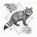 sacred geometry spirit totem of ant, owl, turtle, beaver, squirrel, fox, bear, lizard, wolf tattoo design idea