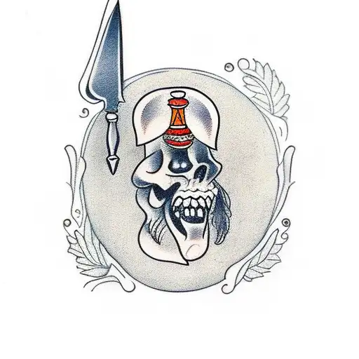 A traditional tattoo of a filhós with a knife and fork crossed behind it tattoo design idea