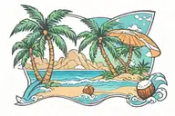 beach scene with coconut tree  tattoo design idea