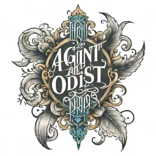 "against all odds" vertically in hebrew  tattoo design idea