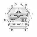 A retro video game console fused with a film projector, representing the client's interests in gaming and cinema tattoo design idea