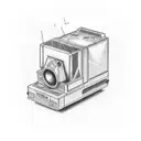 A retro video game console fused with a film projector, representing the client's interests in gaming and cinema tattoo design idea