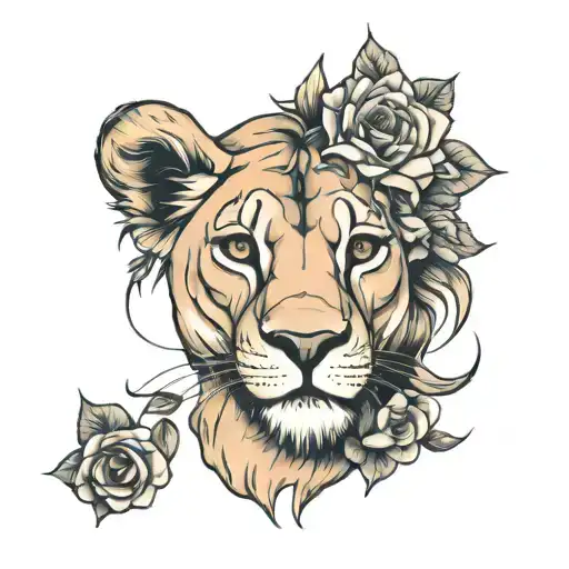 lioness girl tattoo design idea