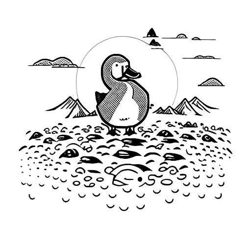 duck and penguin mafia tattoo design idea