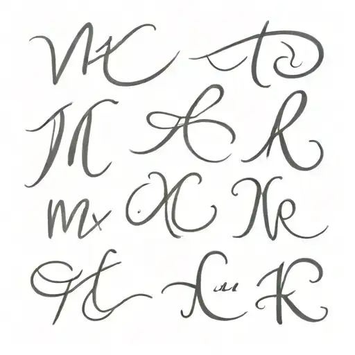 Cursive Letters M E L K J H tattoo design idea