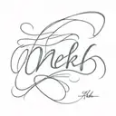 Cursive Letters M E L K J H tattoo design idea