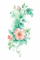 A ankle/foot tattoo with minimal colour containing flowers and vines tattoo design idea