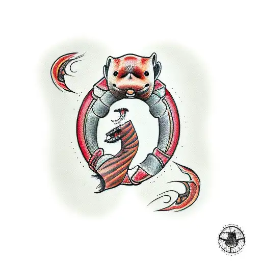 salmon eat mouse tattoo design idea