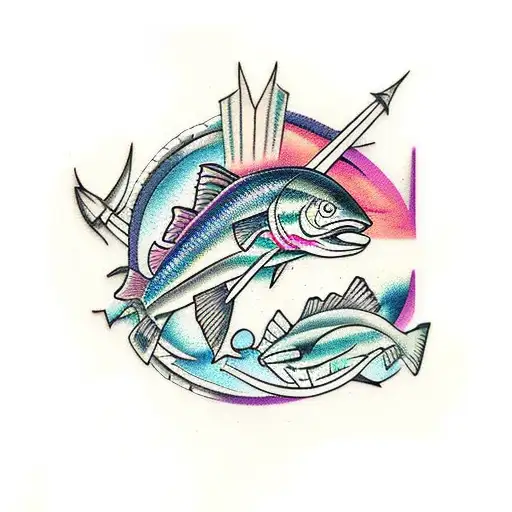 salmon tattoo design idea