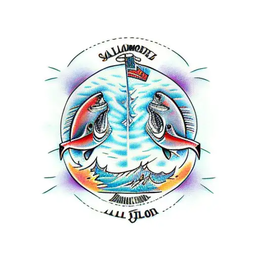 salmon tattoo design idea