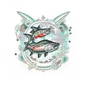 salmon eat mouse tattoo design idea