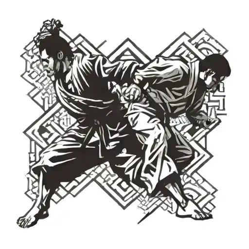 judo, one piece, percussion music tattoo design idea