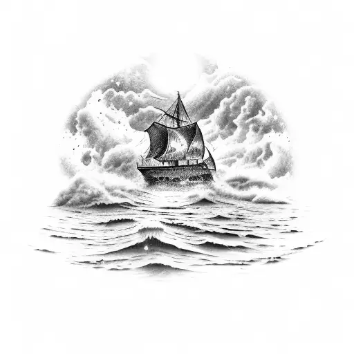 keep shipwreck but add a sense of hope, light in darkness, a butterfly, a starry sky tattoo design idea