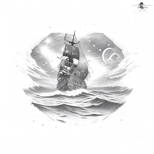 keep shipwreck but add a sense of hope, light in darkness, a butterfly, a starry sky tattoo design idea