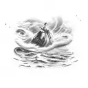 keep shipwreck but add a sense of hope, light in darkness, a butterfly, a starry sky tattoo design idea