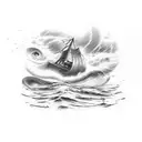 keep shipwreck but add a sense of hope, light in darkness, a butterfly, a starry sky tattoo design idea