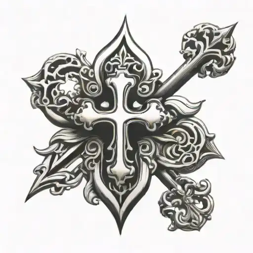 chrome heart cross  tattoo design idea