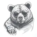 bear with sunglasses sitting  tattoo design idea