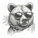 bear with sunglasses sitting  tattoo design idea