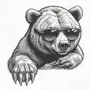 bear with sunglasses sitting  tattoo design idea