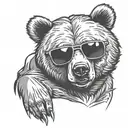 bear with sunglasses sitting  tattoo design idea