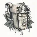 beawer drinking milk carton tattoo design idea