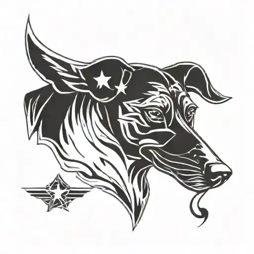 dog face as Air Force wing logo tattoo design idea