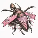 A dark cockroach with a dagger pointing upwards and a protest pink inside tattoo design idea