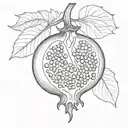 Please create a tattoo template for me of a cut pomegranate that subtly resembles a vulva tattoo design idea