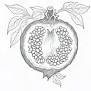 Please create a tattoo template for me of a cut pomegranate that subtly resembles a vulva tattoo design idea
