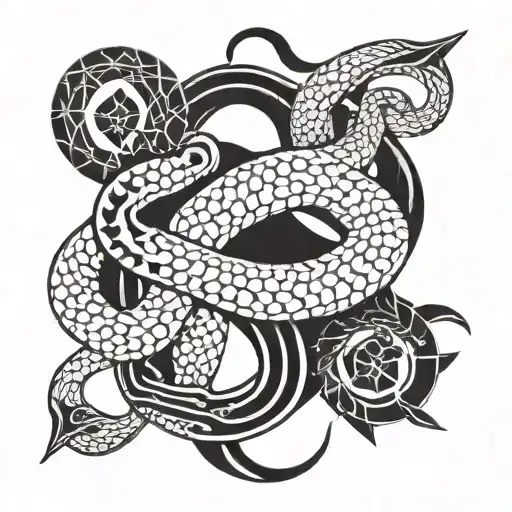 twin and snake with money tattoo design idea