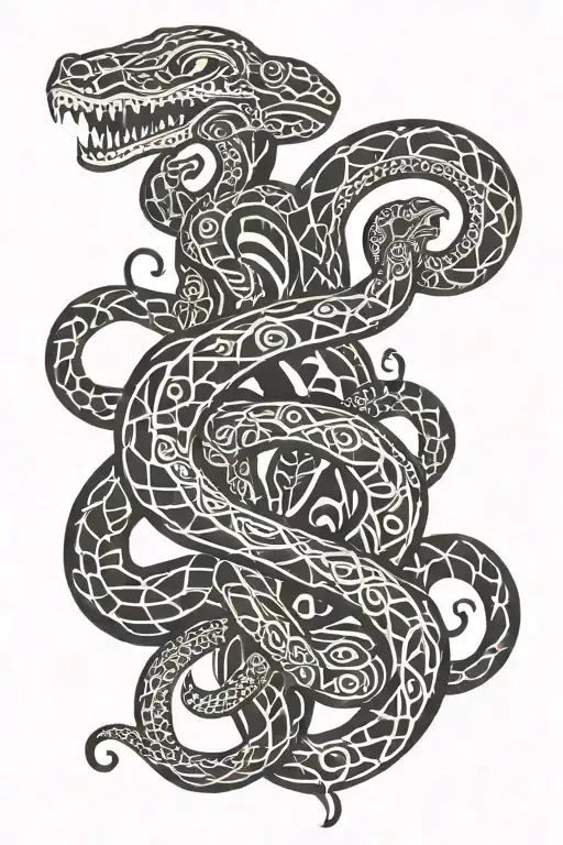 twin and snake tattoo design idea