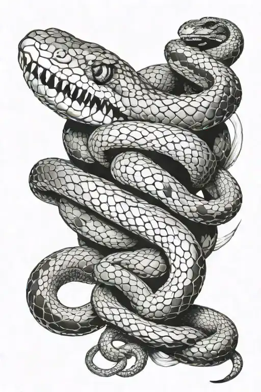 twin and snake tattoo design idea