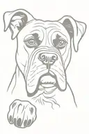 boxer dog silhouette with paw print in middle  tattoo design idea