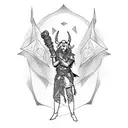 dnd inspired tattoo of a tiefling bard tattoo design idea