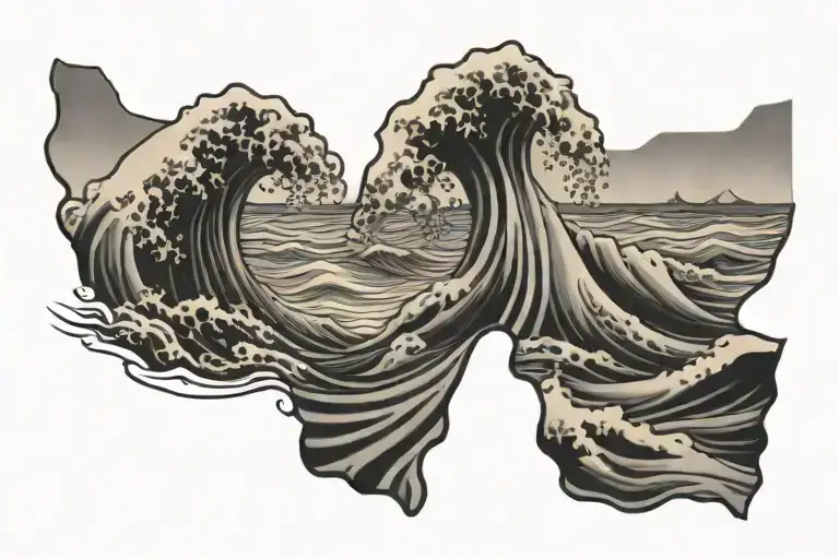 California waves tattoo design idea