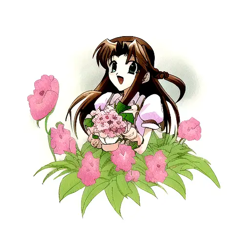 aerith Gainsborough holding a flower  tattoo design idea