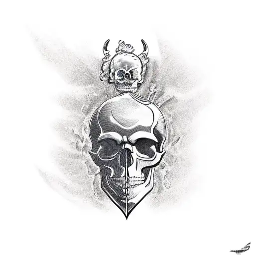 Skull with heart  tattoo design idea